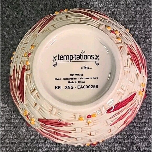 Temptations Old World Cream & Sugar Basketweave Red Pottery Country Kitchen - Picture 11 of 11